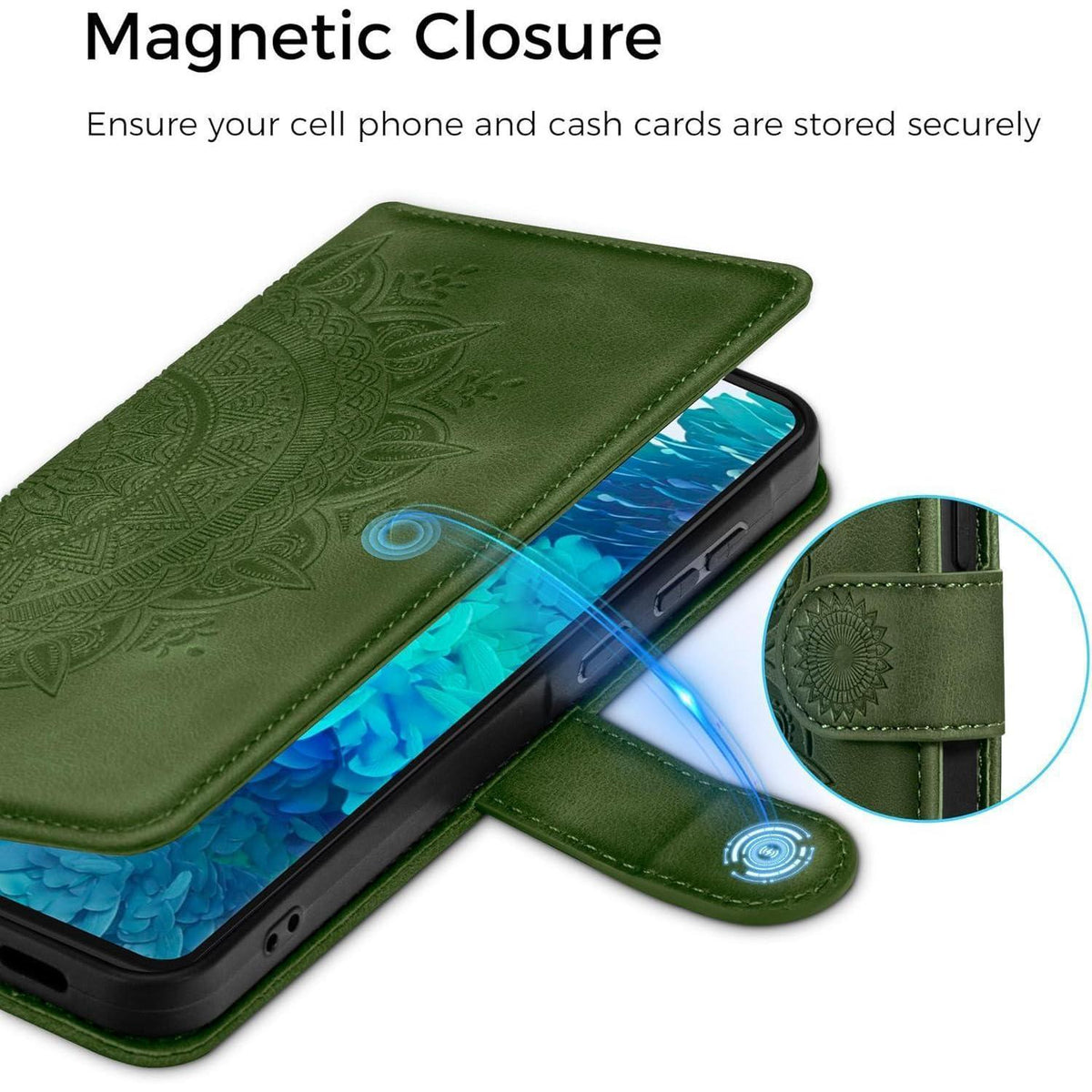 Samsung Galaxy S20 FE Klapphülle Grün mit Kartenfach & Ständer in Lederoptik