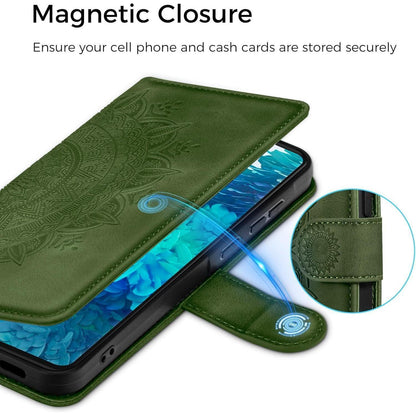 Samsung Galaxy S20 FE Klapphülle Grün mit Kartenfach & Ständer in Lederoptik