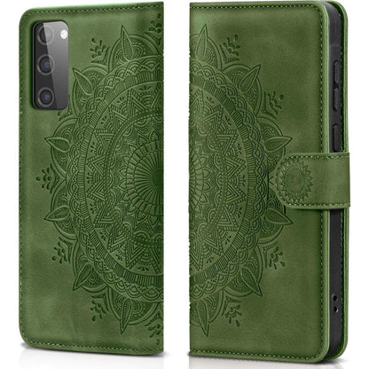 Samsung Galaxy S20 FE Klapphülle Grün mit Kartenfach & Ständer in Lederoptik