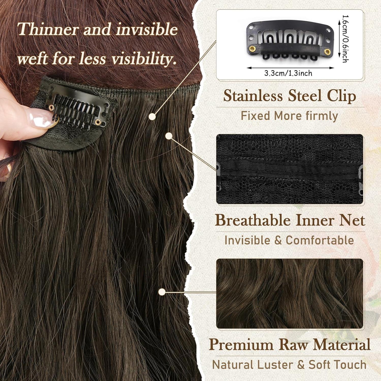 Clip-in Haarverlängerungen 30cm Braun Wellig 6PCs Hair Extension