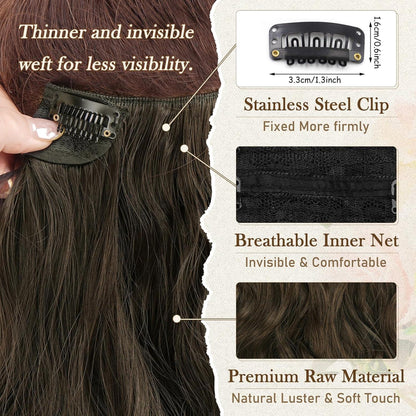 Clip-in Haarverlängerungen 30cm Braun Wellig 6PCs Hair Extension
