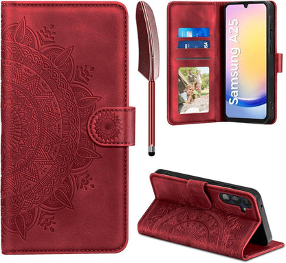 Samsung Galaxy A25 Hülle - Flip Wallet PU Leder Schutzhülle Rot