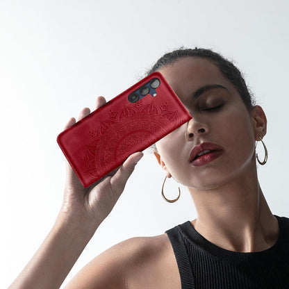 Samsung Galaxy A25 Lederhülle Rot Wallet Case - Kartenfach Standfunktion