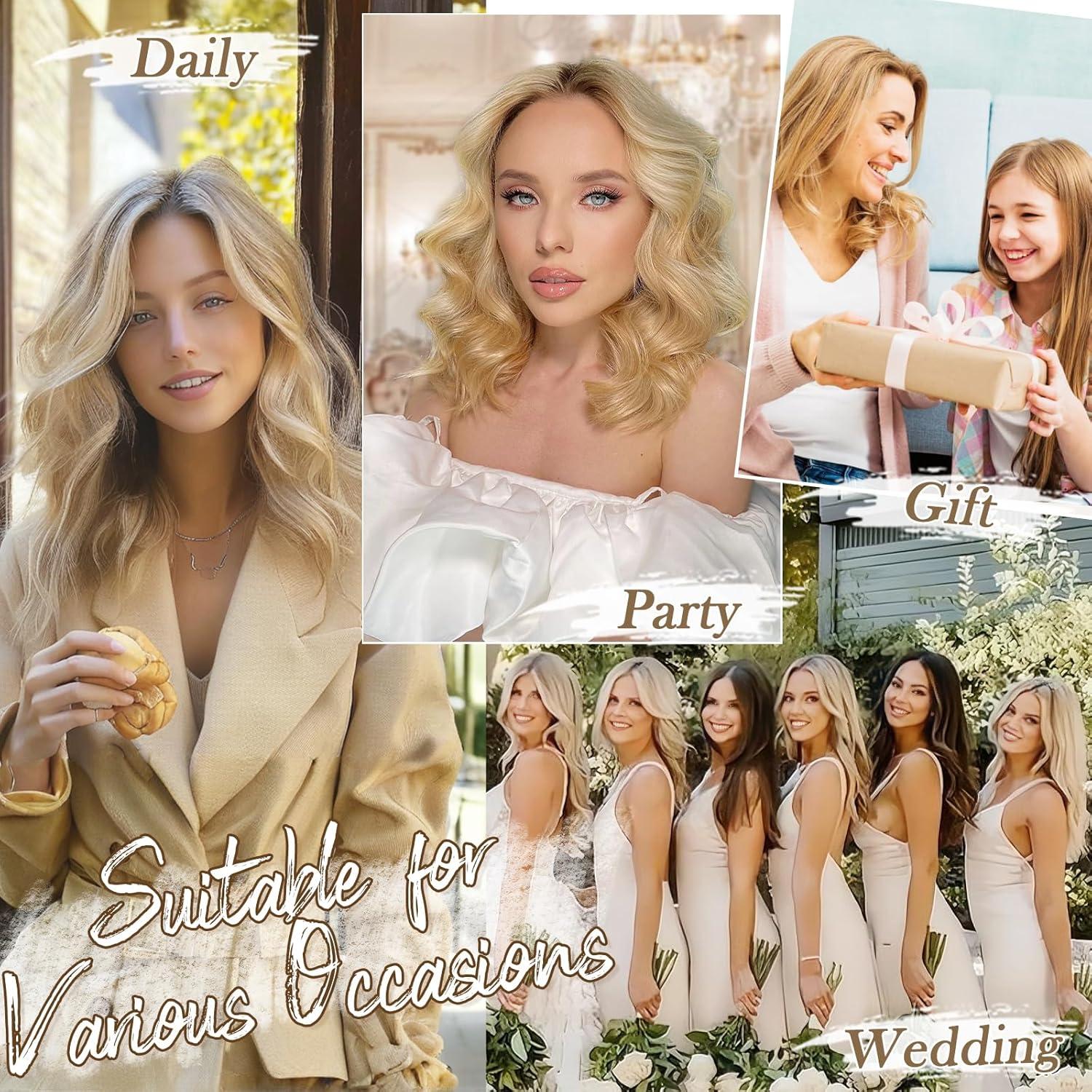 Blonde Clip-in Haarverlängerung 30cm - Wellig 6PCs - Dickes Volumen - Hell