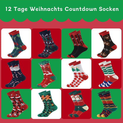 ANOTION 2024 Weihnachtssocken, 12 Tage Adventskalender
