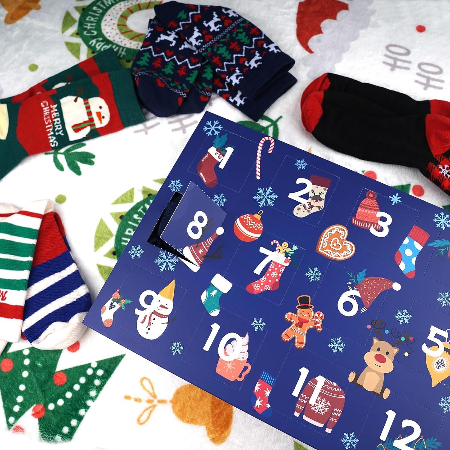 ANOTION 2024 Weihnachtssocken, 12 Tage Adventskalender