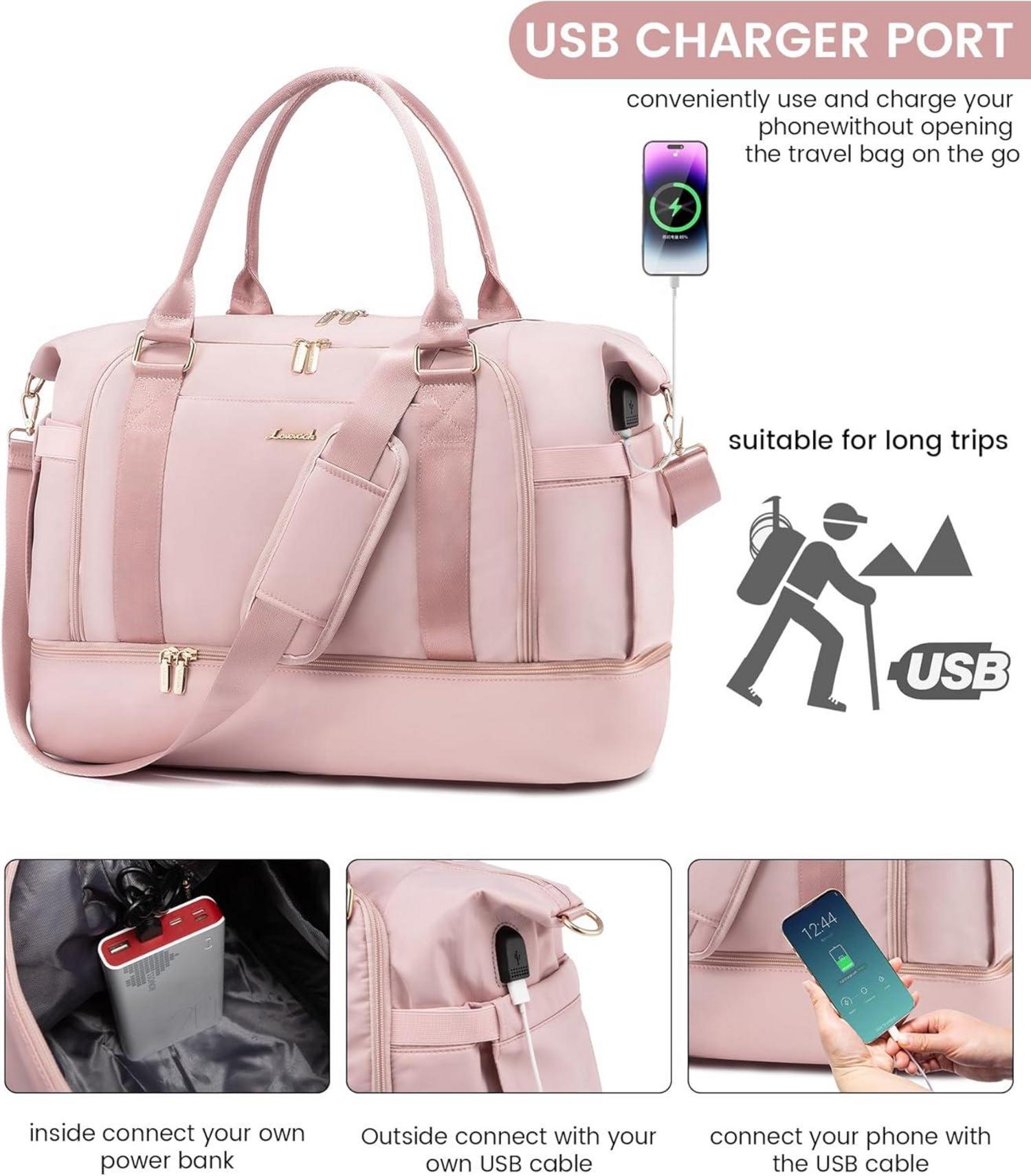 Kliniktasche Geburt Weekender 40L Sporttasche Wetbag Rosa