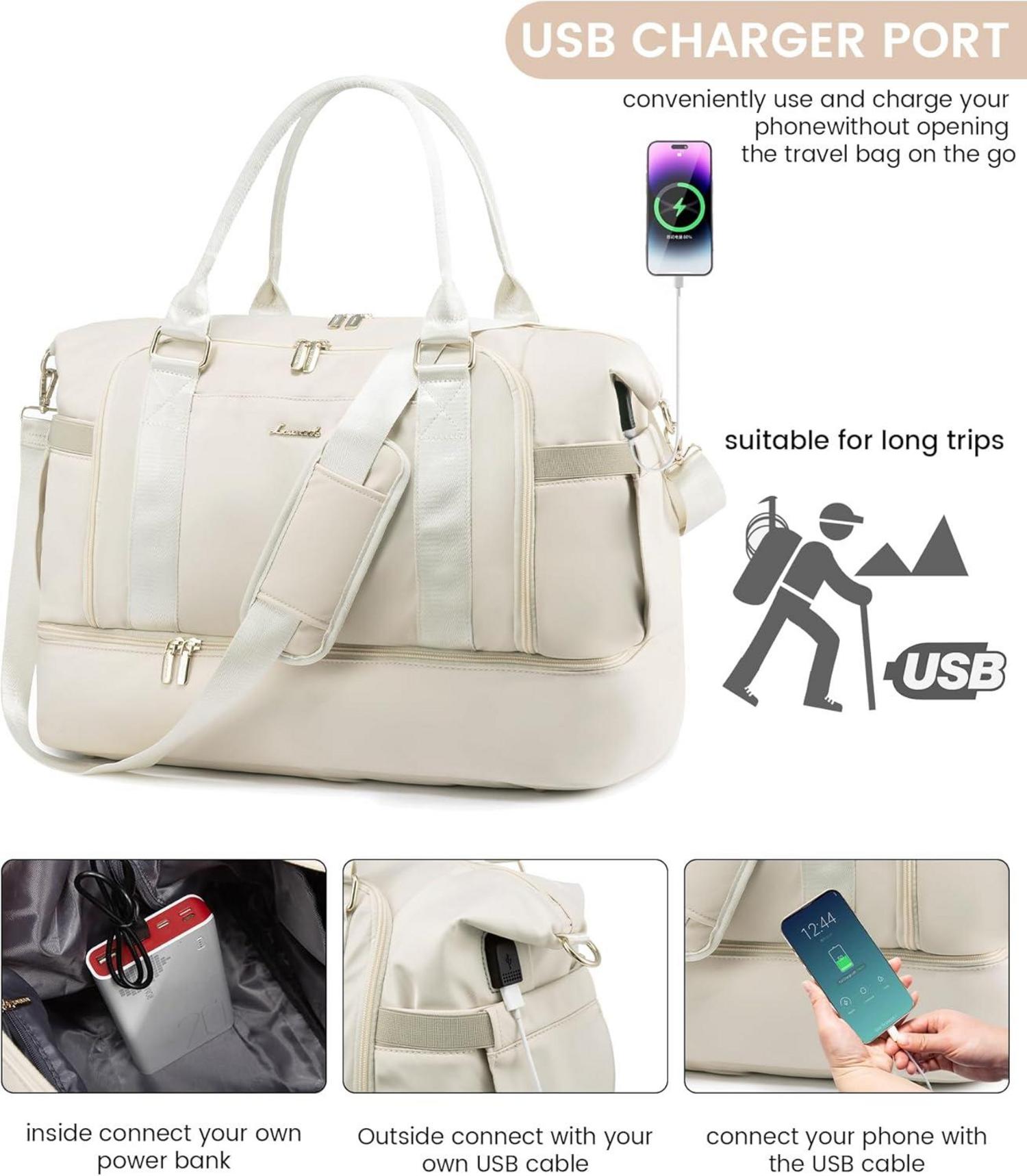 Sporttasche Damen LOVEVOOK Weekender Reisetasche mit Schuhfach & Nassfach