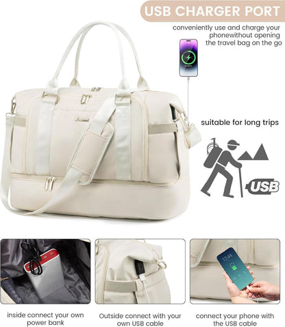 Sporttasche Damen LOVEVOOK Weekender Reisetasche mit Schuhfach & Nassfach