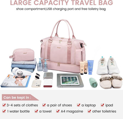 Weekender Kliniktasche Damen Sporttasche Reisetasche mit Nassfach - Rosa
