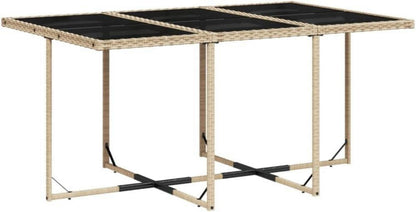Garten Essgruppe 7-TLG. mit Kissen, Poly Rattan Beige