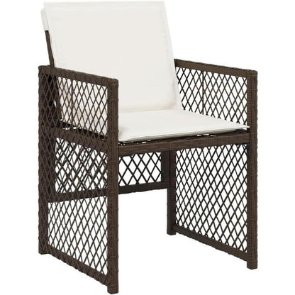 Garten Essgruppe 7-teilig mit Kissen, Poly Rattan Tisch & 6 Stühle