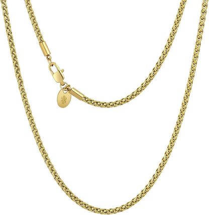 Goldkette 18K beschichtet Edelstahl Weizenkette 3mm 50,8cm