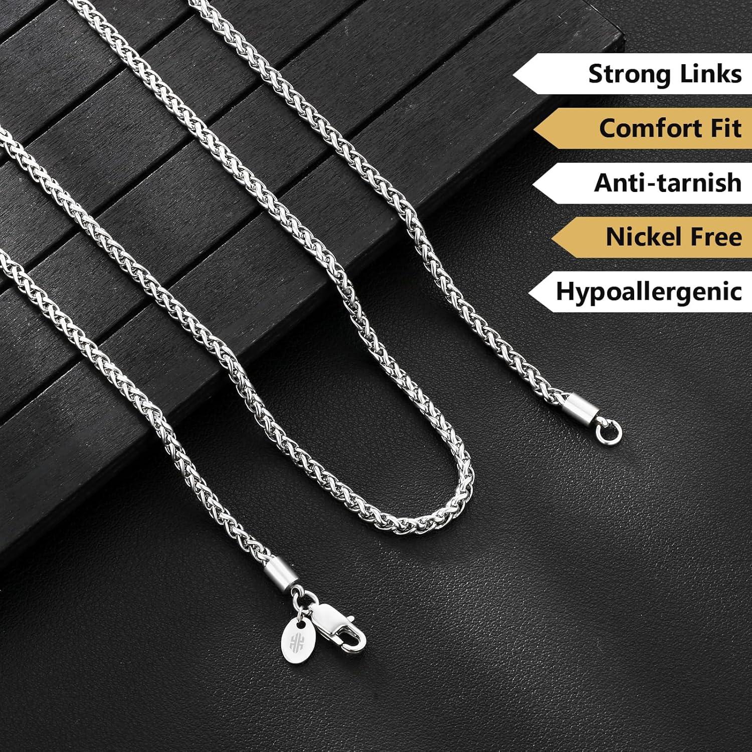 Feine Silberkette Weizenkette 3mm Edelstahl Kette 55.9cm