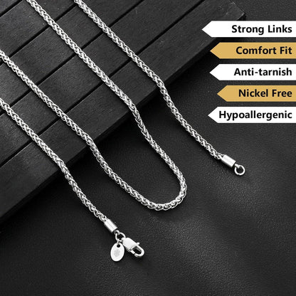 Feine Silberkette Weizenkette 3mm Edelstahl Kette 55.9cm