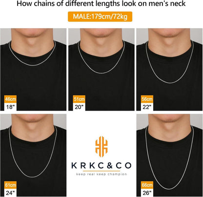 KRKC&CO Goldkette Herren 2,5/3/4mm Silberkette 18K Gold 55,9cm