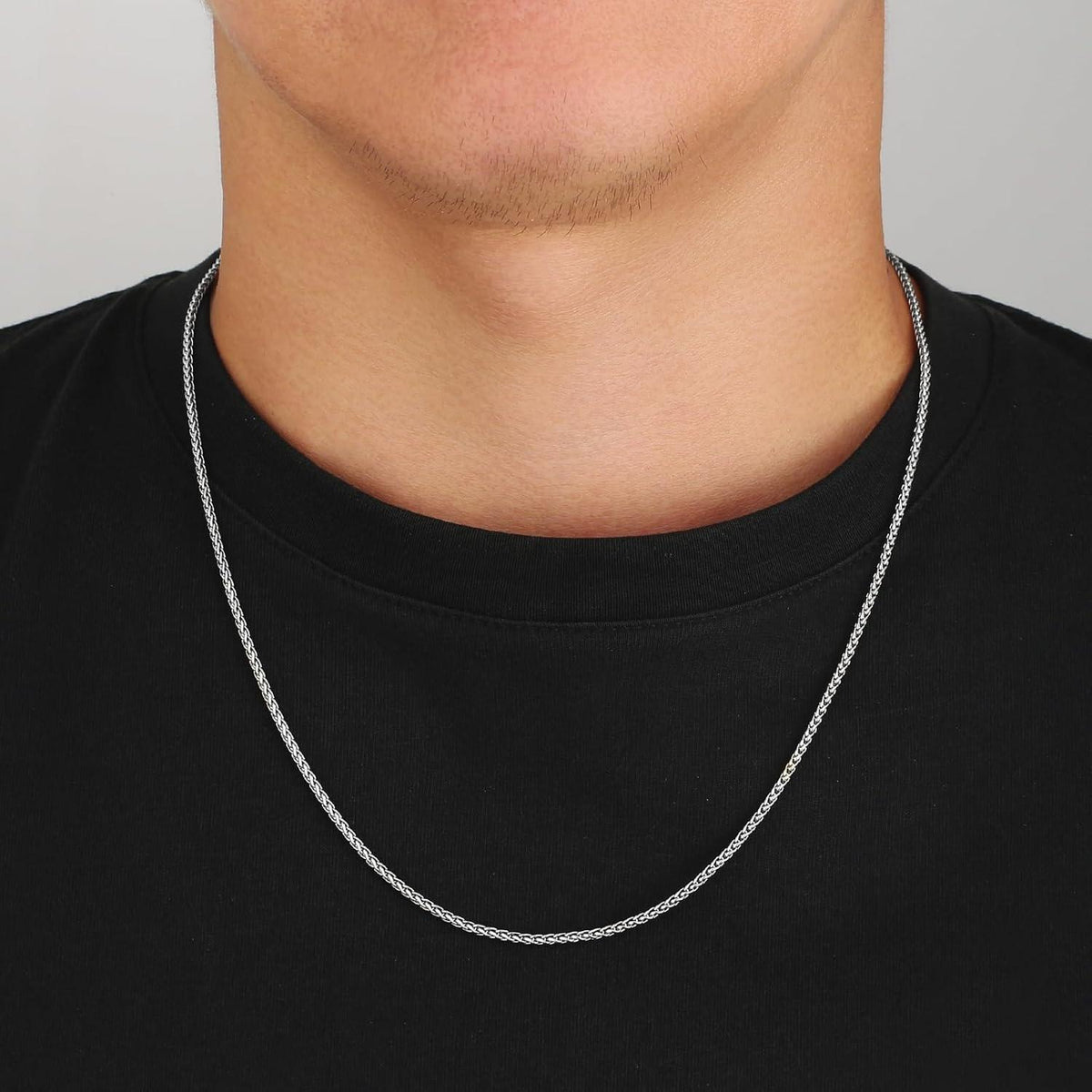Goldkette Herren Edelstahl Weizenkette 18K Silber 2,5/3/4mm