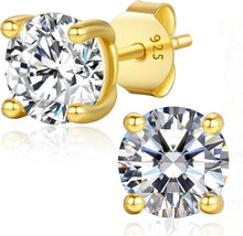 Moissanit Ohrringe 925 Silber 14K Gold VVS1 Brillant 4mm