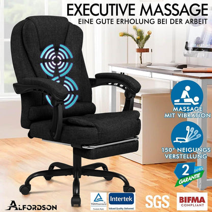 Ergonomischer Bürostuhl mit Massage und Fußstütze, 180