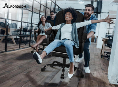 Ergonomischer Bürostuhl Massage Fußstütze 150° Neigung Schwarz