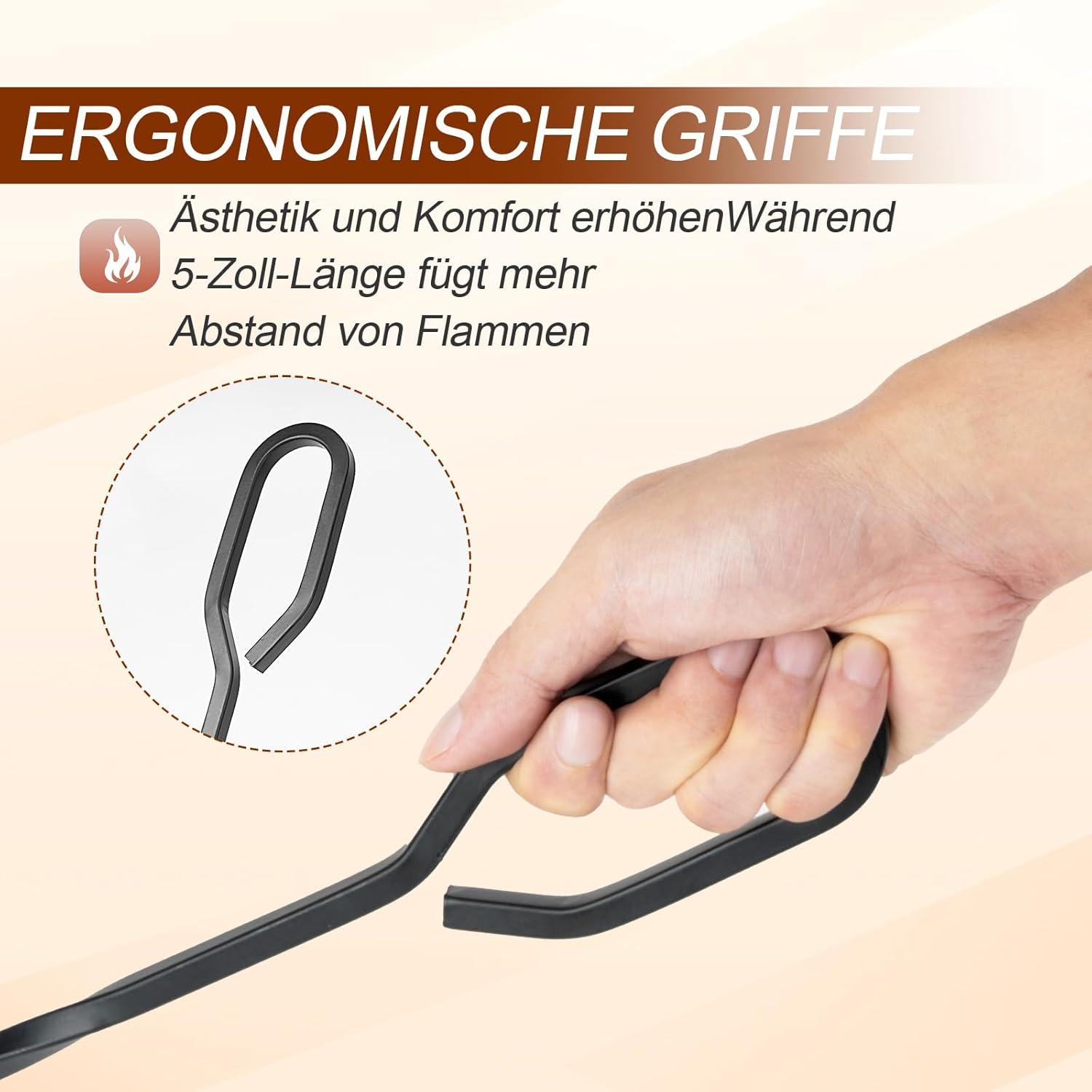 Kaminbesteck 5-teilig Schwarz Schaufel Besen Schürhaken Zange 65CM