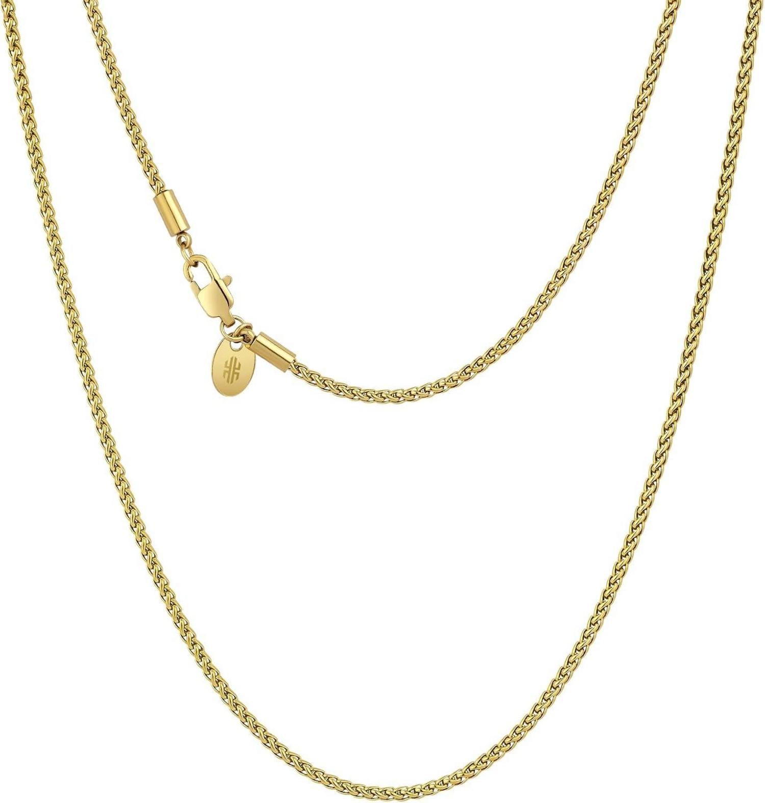 Goldkette Weizenkette Edelstahl beschichtet 18K Zopfkette 2mm