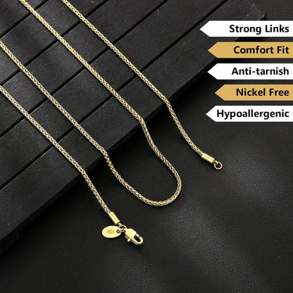 Goldkette Edelstahl Weizenkette 2,0mm 45,7cm 18K Gold