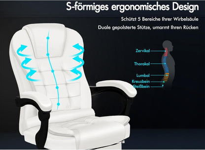 Ergonomischer Gaming-Bürostuhl mit Lordosenstütze & Vibrationsmassage