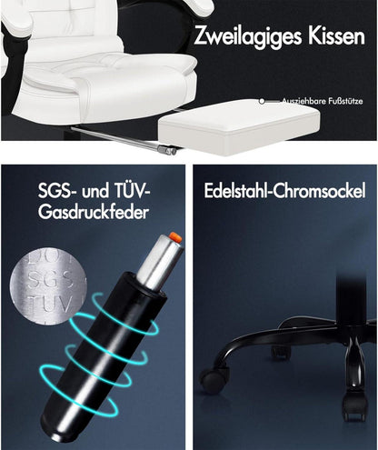 Bürostuhl Gaming-Stuhl Leder Weiß ergonomisch verstellbar drehbar471