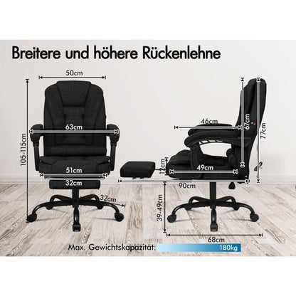 Ergonomischer Massagebürostuhl mit Fußstütze und