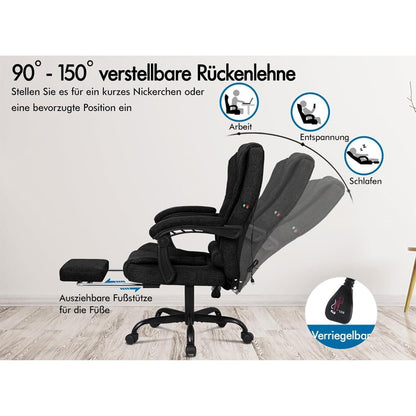 Ergonomischer Massagebürostuhl mit Fußstütze und