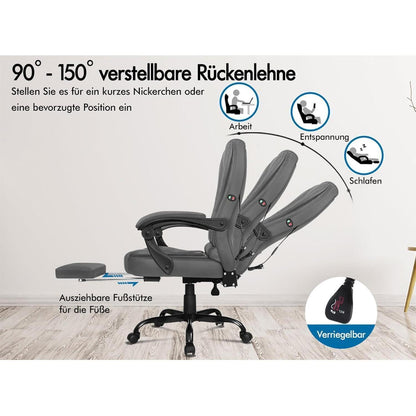 Massage Bürostuhl ergonomisch mit Fußstütze und