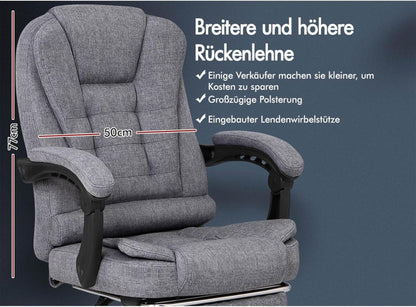 Ergonomischer Bürostuhl Massage Fußstütze 150° Neigung 180