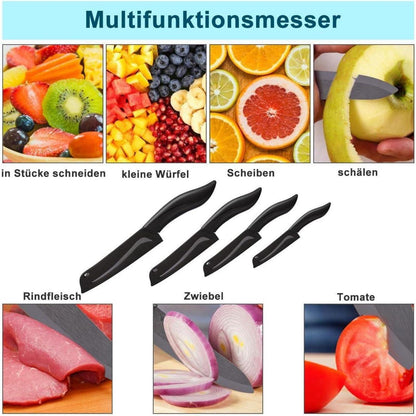 Keramikmesser Set 4-teilig – Scharfes Küchenmesser für Obst & Gemüse