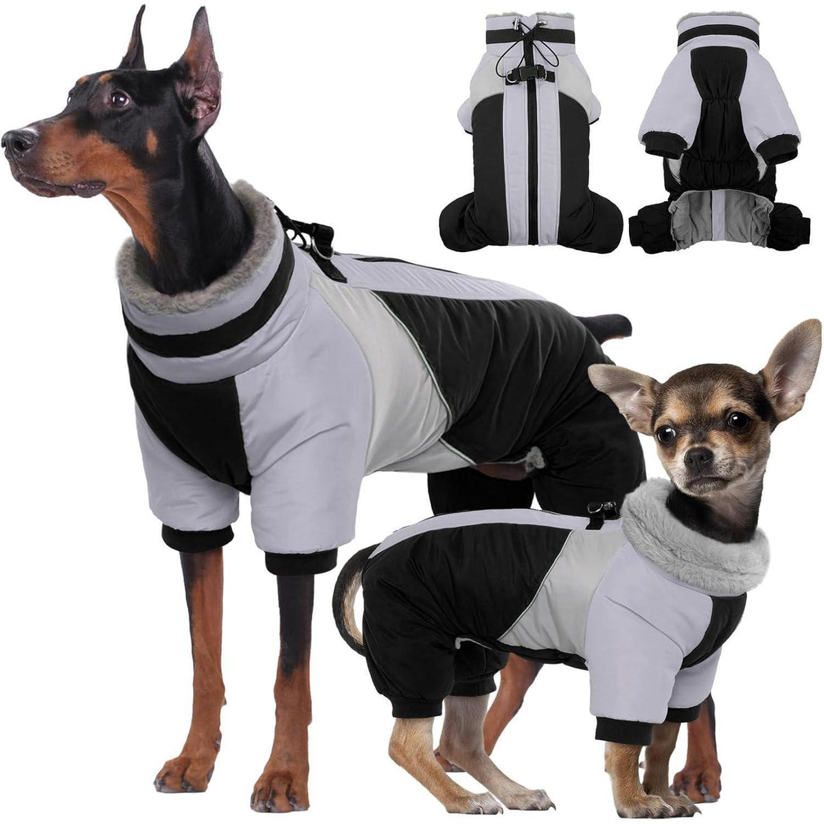 Wasserdichter Hundemantel mit Geschirr – Warm & Reflektierend