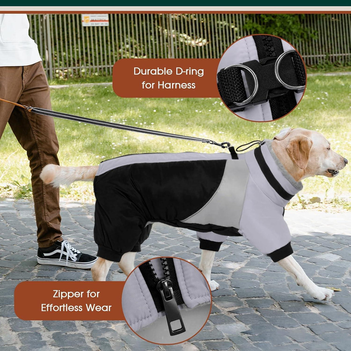 Wasserdichter Hundemantel mit Geschirr – Warm & Reflektierend