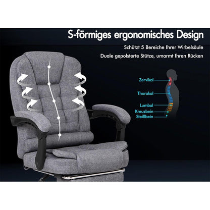 Ergonomischer Bürostuhl mit Massagefunktion und Fußstütze