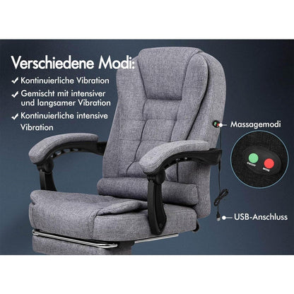 Ergonomischer Bürostuhl mit Massagefunktion und Fußstütze