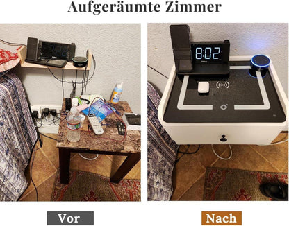 LED Nachttisch Ladefunktion Hängend Schublade 3-farbige Lichteinstellung White