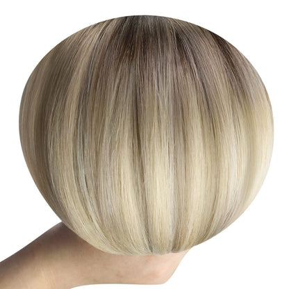 Clip-in Haarverlängerung Echthaar Balayage Dunkelbraun Blond 55cm