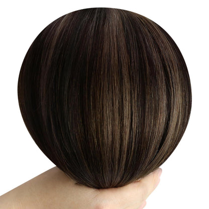 Clip-in Echthaar Extensions Ombre Dunkelbraun Mittelbraun 55cm