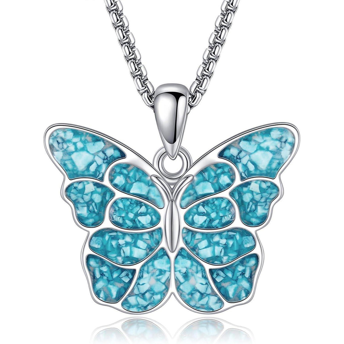 925 Sterling Silber Anhänger Halskette mit Türkis – Lebensblume, Schmetterling, Phönix & mehr