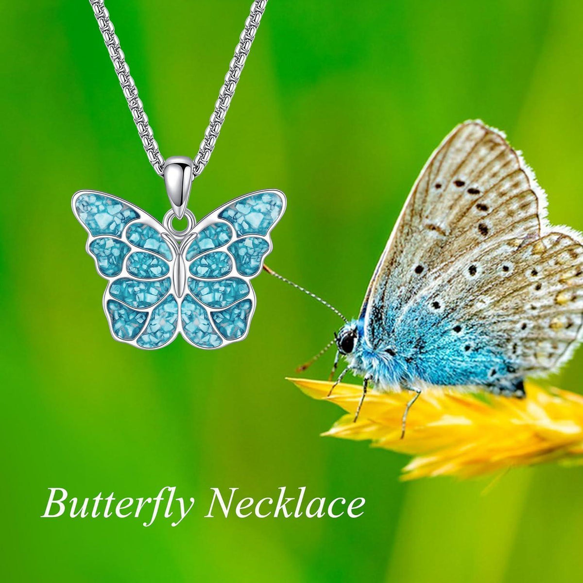 925 Sterling Silber Anhänger Halskette mit Türkis – Lebensblume, Schmetterling, Phönix & mehr