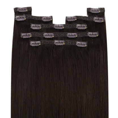 Clip-in Echthaarverlängerung Dunkelbraun 40cm – Volumenspendend