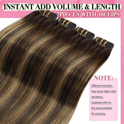 Clip-in Echthaar Extensions Ombre Braun 40cm - Volumenspendend