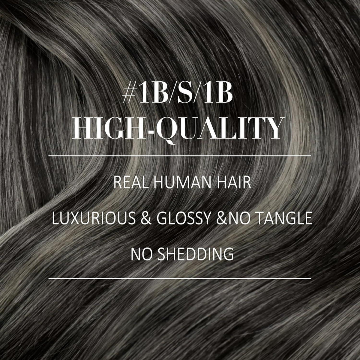 Echthaar Clip-in Extensions Ombre Schwarz Silber 50cm