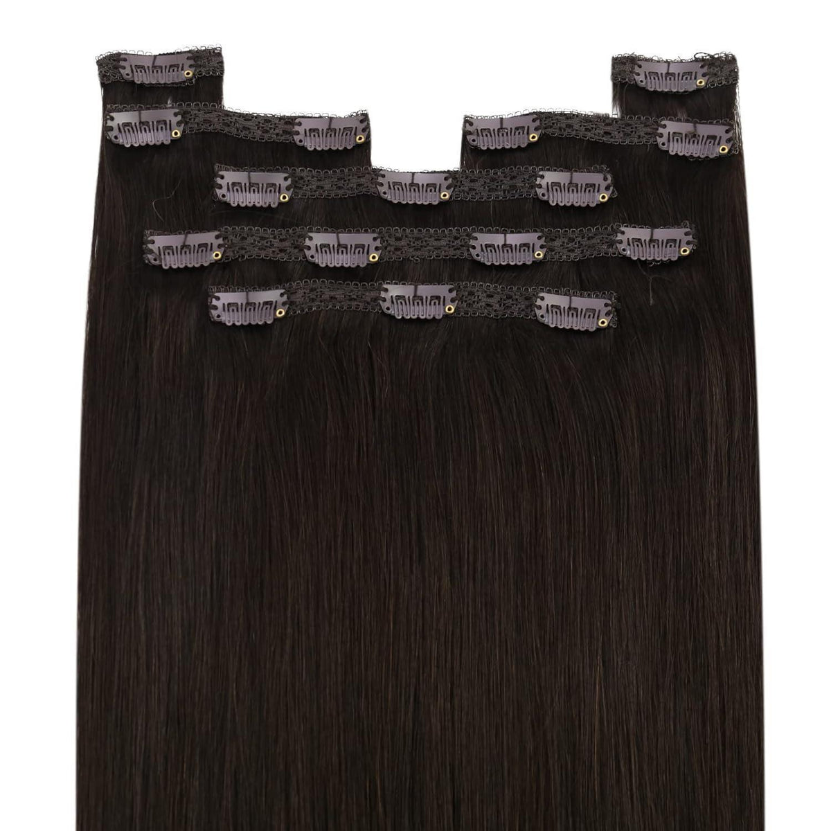 Clip-in Echthaarverlängerung Dunkelbraun 45cm – Volumenspendend