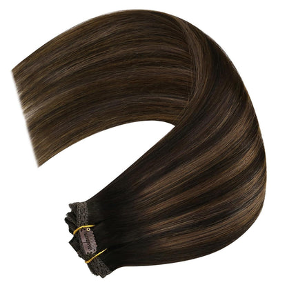 Echthaar Clip-in Extensions Ombre Braun 50cm - 150g
