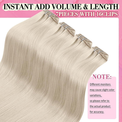 Platinblond Clip-in Echthaarverlängerung 45cm - Remy Haar