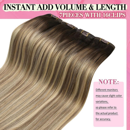 Clip-in Echthaar Extensions Braun Ombre 50cm – Volumenspendend